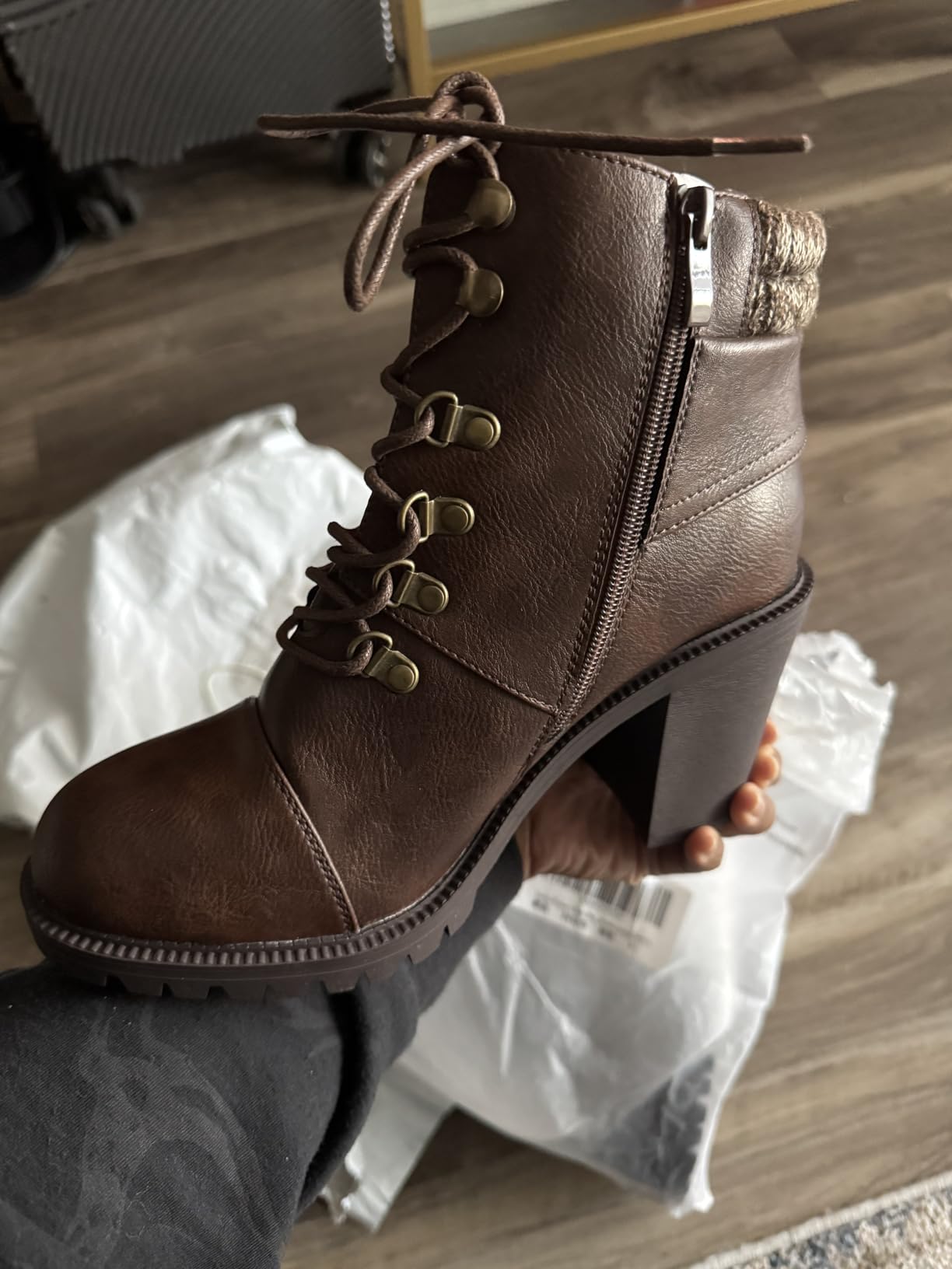 Luoika Women's Extra Wide Width Ankle Boots - Round Toe, High Heel, Side Zipper, Short Booties, Block Heel customer photo 1