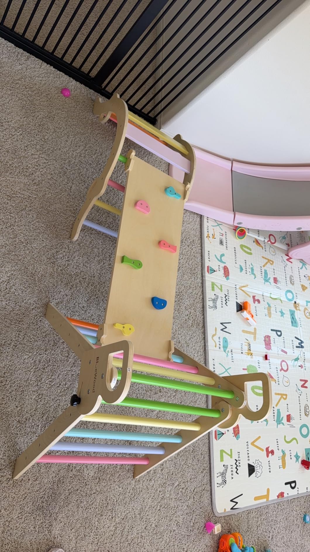 BlueWood Pikler Triangle Set with Cushion, Wooden Climbing Toys for Toddler customer photo 2