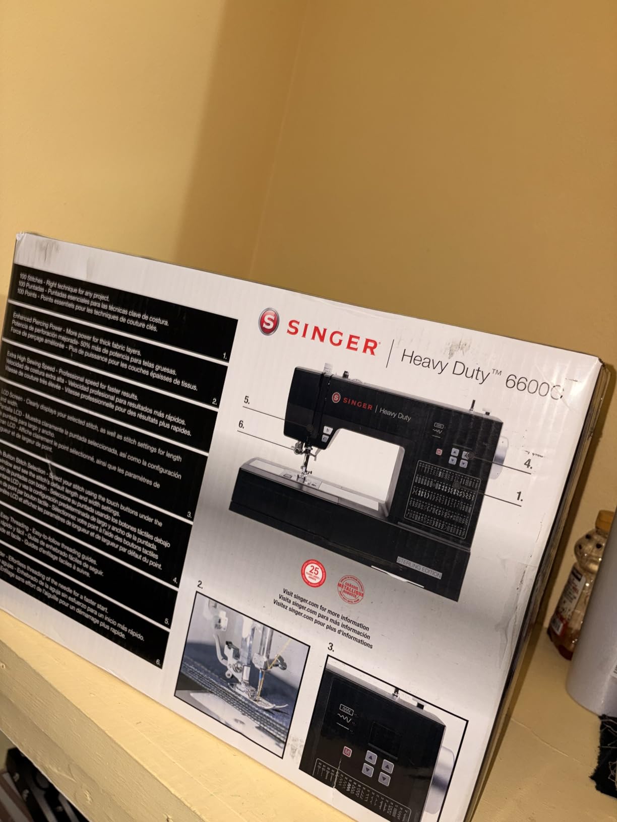 SINGER Heavy Duty 6600C Sterling Sewing Computerized Machine + Accessory | 100 Built-In Stitches Deliver 215 Stitch Applications | 60% More Power, 1100 Stitches/Min | Metal Frame, 6 One-Step Buttonhole customer photo 2