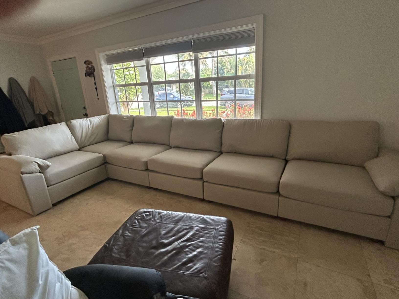 EASE MOOSE Leather Sectional Couch, L Shaped Deep Seat Modern Sofa, Beige | Pet-Friendly Faux Leather, Oversized Deep Seat, Easy to Clean, Solid Wood Frame, Easy Assembly, Scratch Resistant customer photo 2