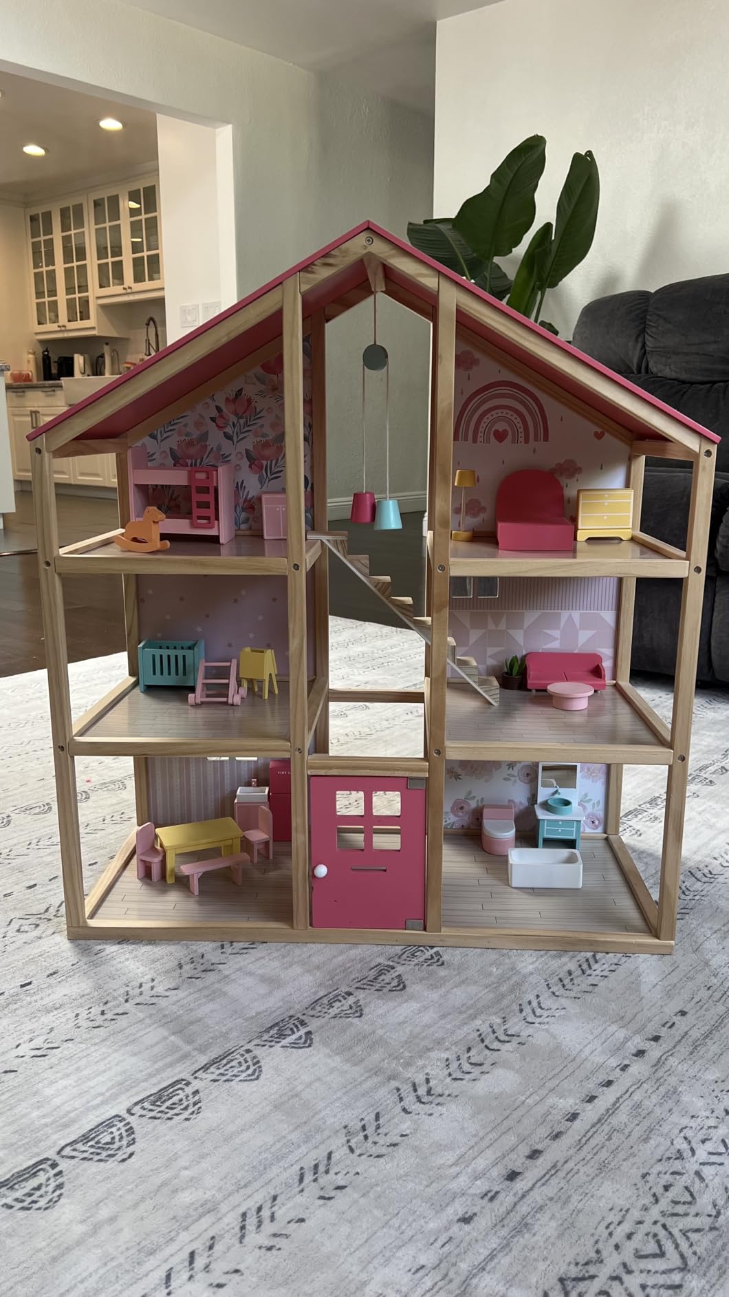 Tiny Land Wooden Dollhouse for Girls - 6 Rooms Wooden Doll House customer photo 1