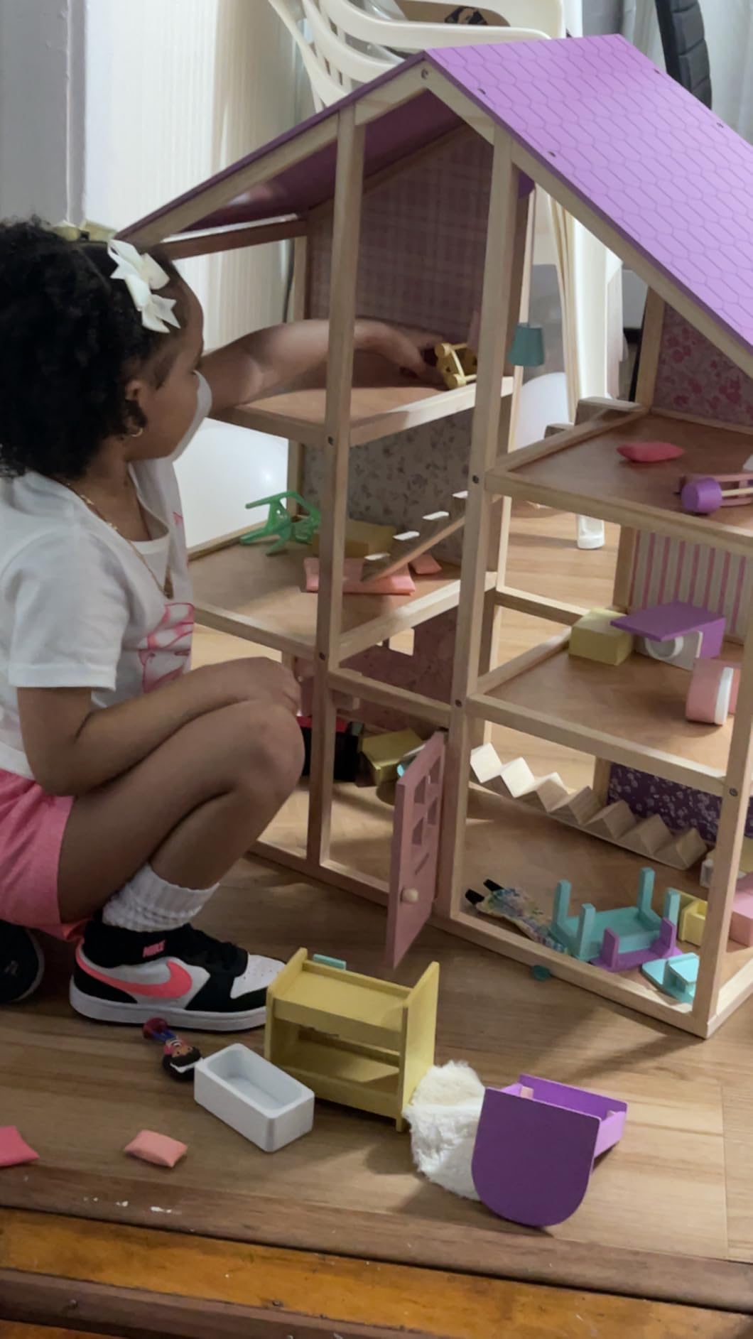 Tiny Land Wooden Dollhouse for Girls - 6 Rooms Wooden Doll House customer photo 2