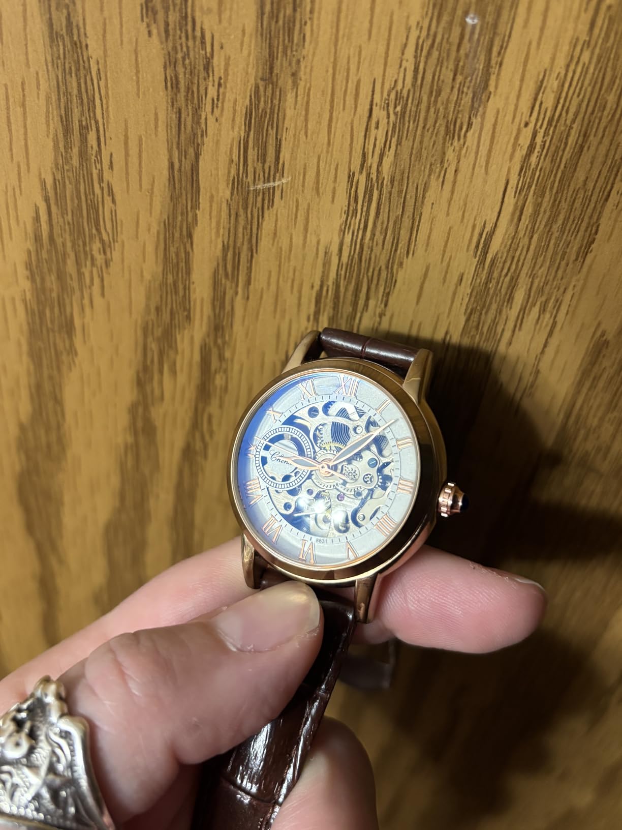 Women's Sapphire Watches Automatic Steampunk Self Winding Mechanical Gold Bracelet Ladies Skeleton Wrist Watch customer photo 2