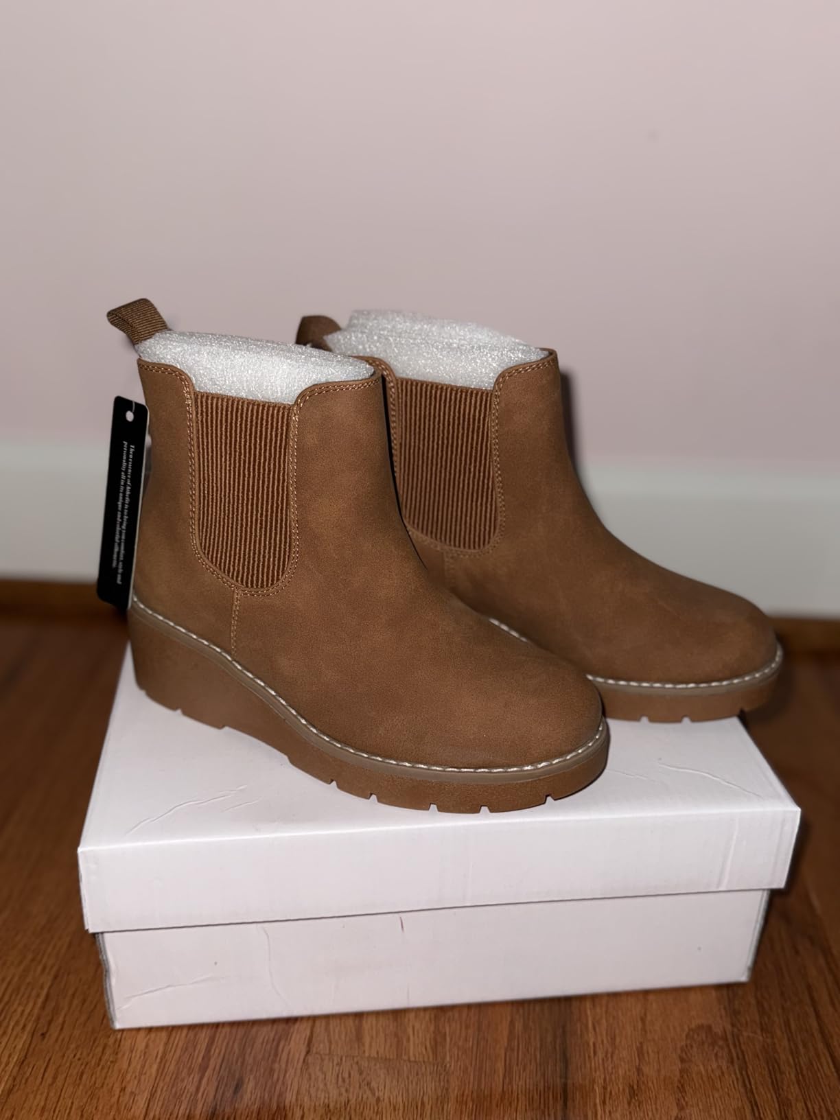 Athlefit Girls Wedge Ankle Boots Kids Slip On Chelsea customer photo 1