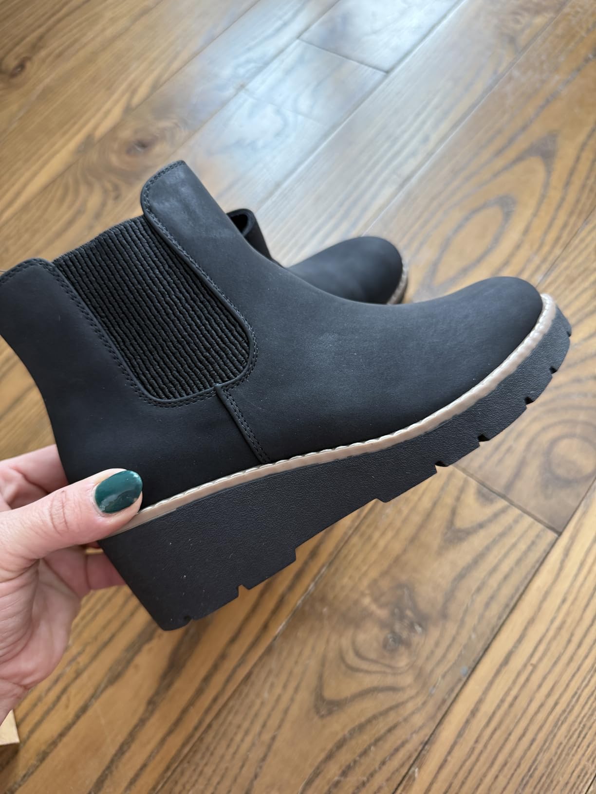 Athlefit Girls Wedge Ankle Boots Kids Slip On Chelsea customer photo 2