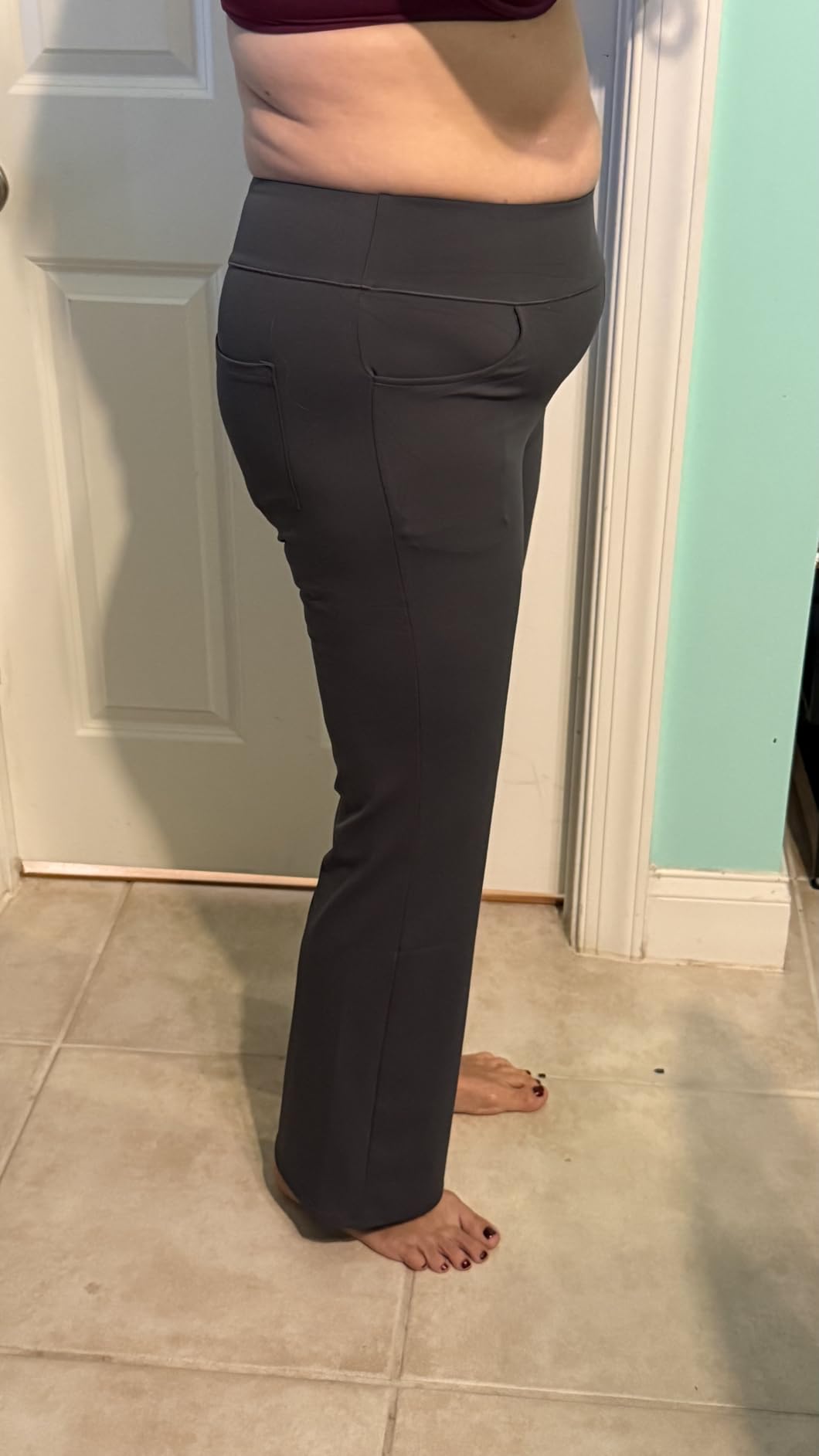 DLOODA Womens Dress Pants Stretchy Work Pants Flare Slacks with 4 Pockets customer photo 1