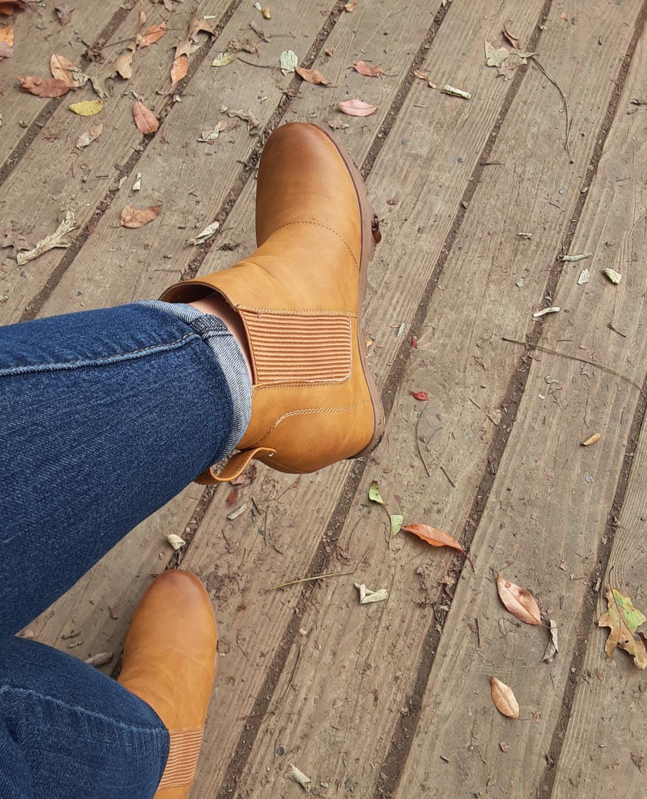 Athlefit Women's Hidden Heel Chelsea Ankle Wedge Boots customer photo 1