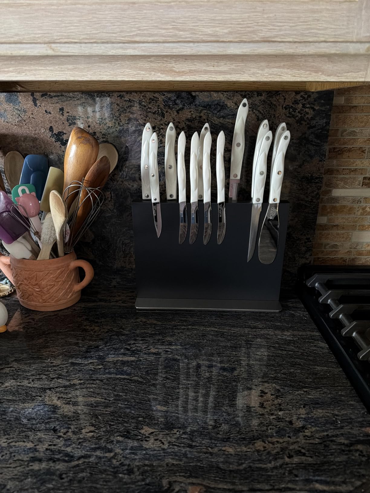 Magnetic Knife Block Without Knives-Black, Stainless Steel, 12