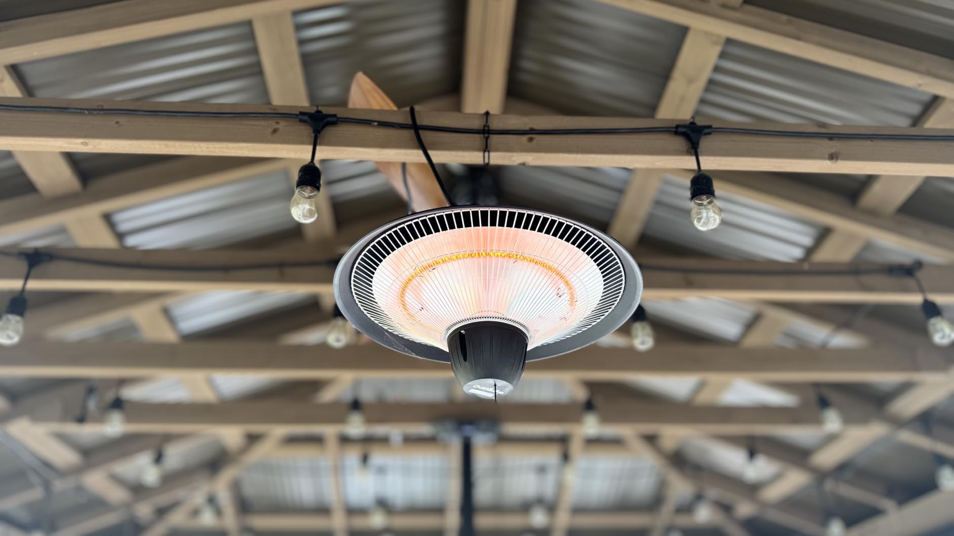 1500W Electric Patio Heater, Hanging Infrared Outdoor Heater with Carbon Fiber Heating, Waterproof Ceiling Mounted Heater for Gazebo, Porch, Garage & Covered Patio customer photo 1