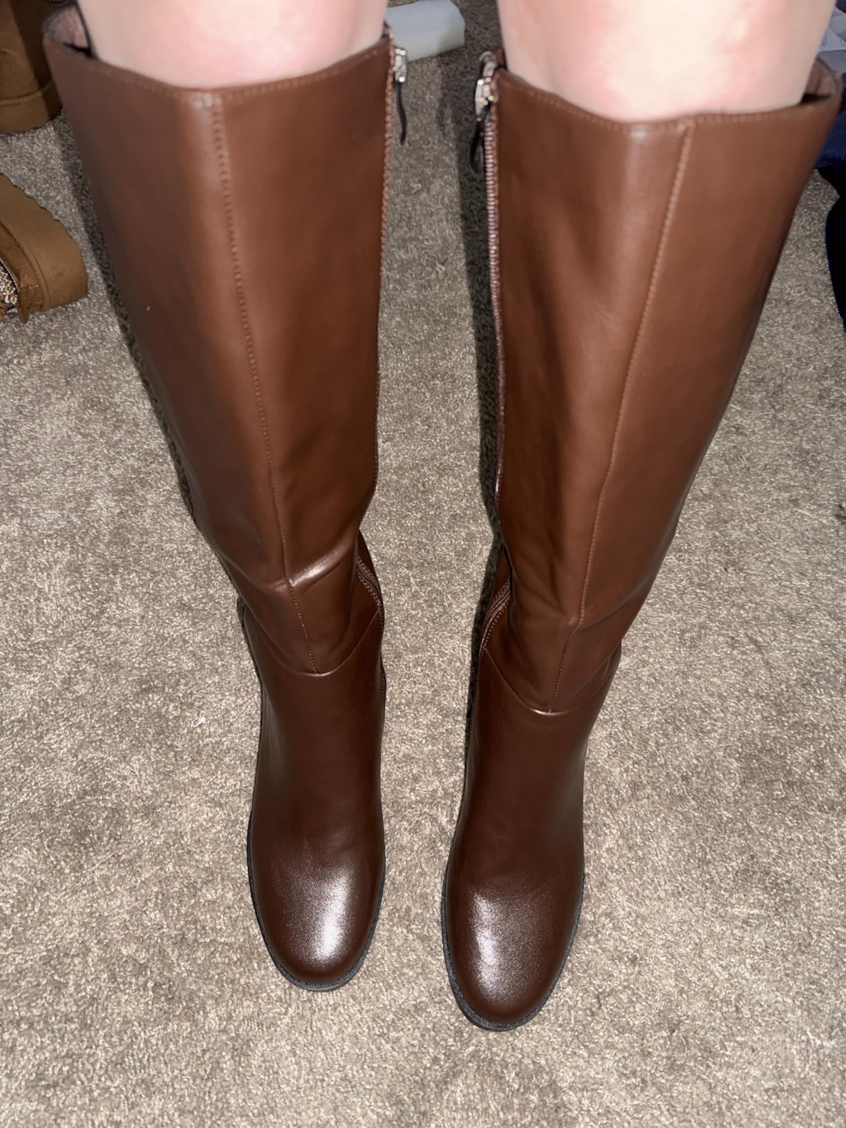 Easyfox Womens Knee High Boots Chunky Low Heel Round Toe Tall Long Boots customer photo 1