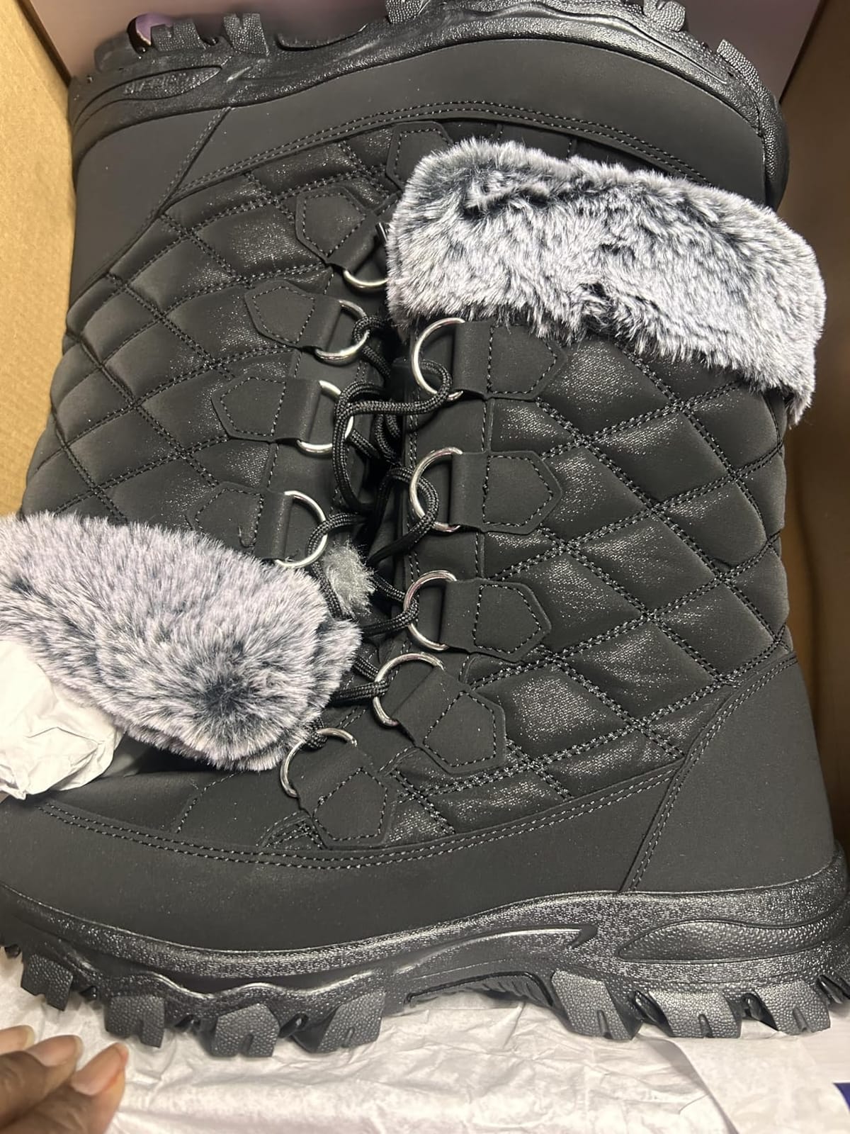 HOBIBEAR Womens Winter Boots Warm Faux Fur Lined Snow Boots Cold Weather Outdoor Shoes Water Resistant customer photo 1