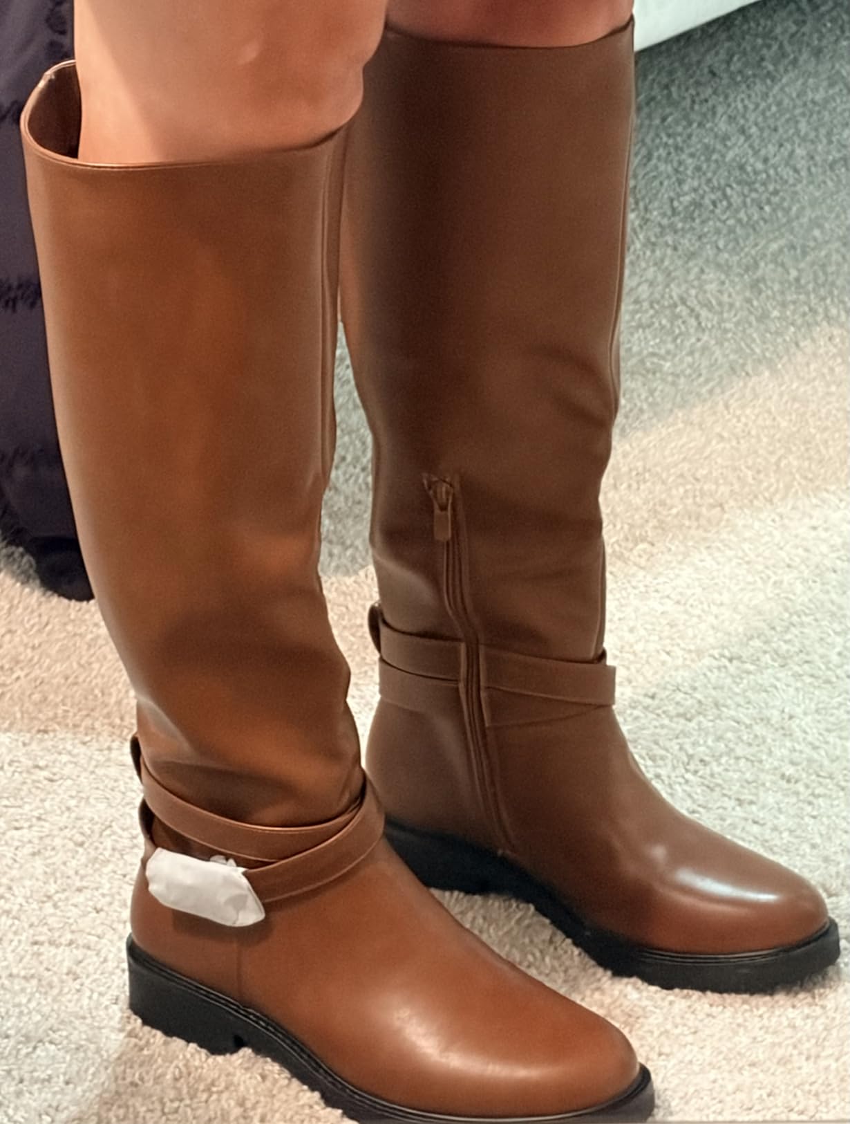 CELLENZ Women Knee High Boots: Wide Calf Comfortable Low Heel Flat Boot customer photo 2