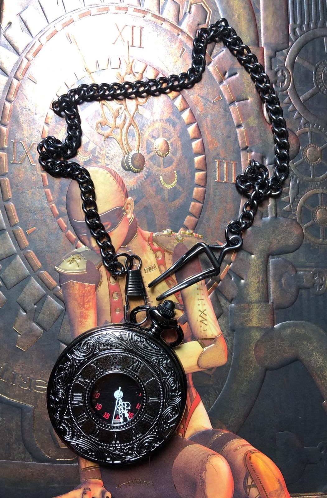 MJSCPHBJK Vintage Pocket Watch for Men Roman Numerals Scale Quartz Pocket Watches with Chain for Xmas Fathers Day Gift customer photo 2
