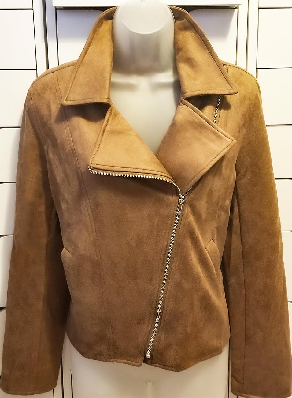 Glamaker Womens Faux Suede Jackets Long Sleeve Casual Cropped Zipper Biker Moto Jacket Fall Winter Outfits customer photo 1