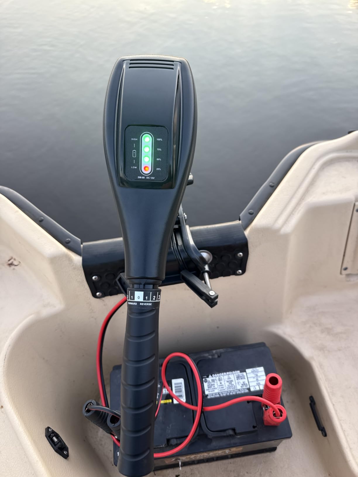 68LB Thrust Trolling Motor 8 Speed Electric Outboard Motor Boat Kayak Motor with 6’’ Adjustable Handle 30'' Shaft Length & LED Indicator Transom Mounted for Kayak, Fishing Boat customer photo 1