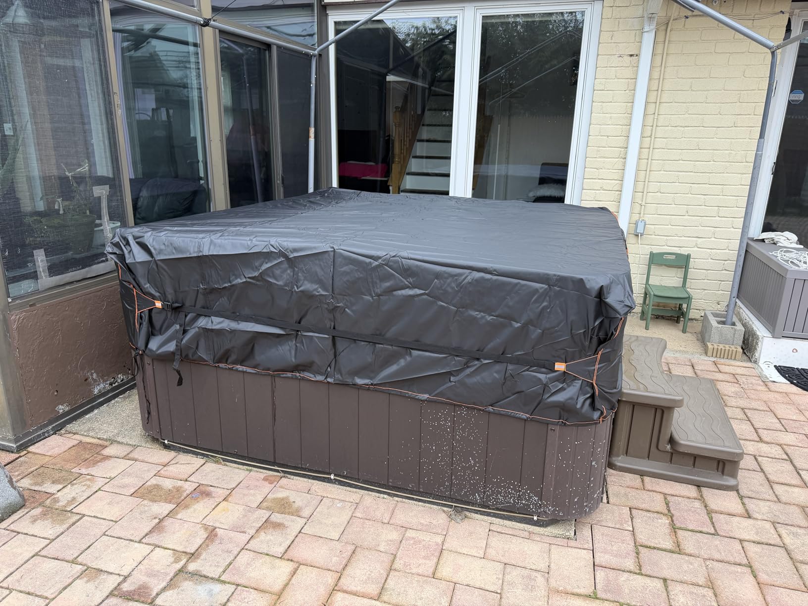 Enzeno Outdoor Hot Tub SPA Cover,Protector Jacuzzi Cover Waterproof 88x88in customer photo 1