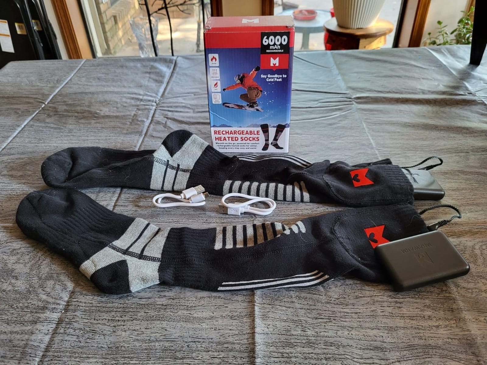 Heated Socks, 5V 6000mAh Rechargeable Heated Socks for Men Women, Electric Heated Socks with 4 Heating Levels for Outdoors Working Skating Skiing Hunting Hiking Cycling customer photo 2
