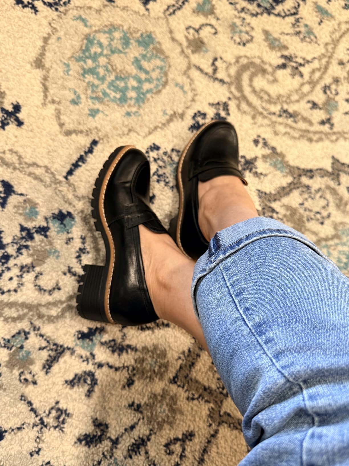 DREAM PAIRS Women's Penny Chunky Loafers Work Shoes customer photo 2