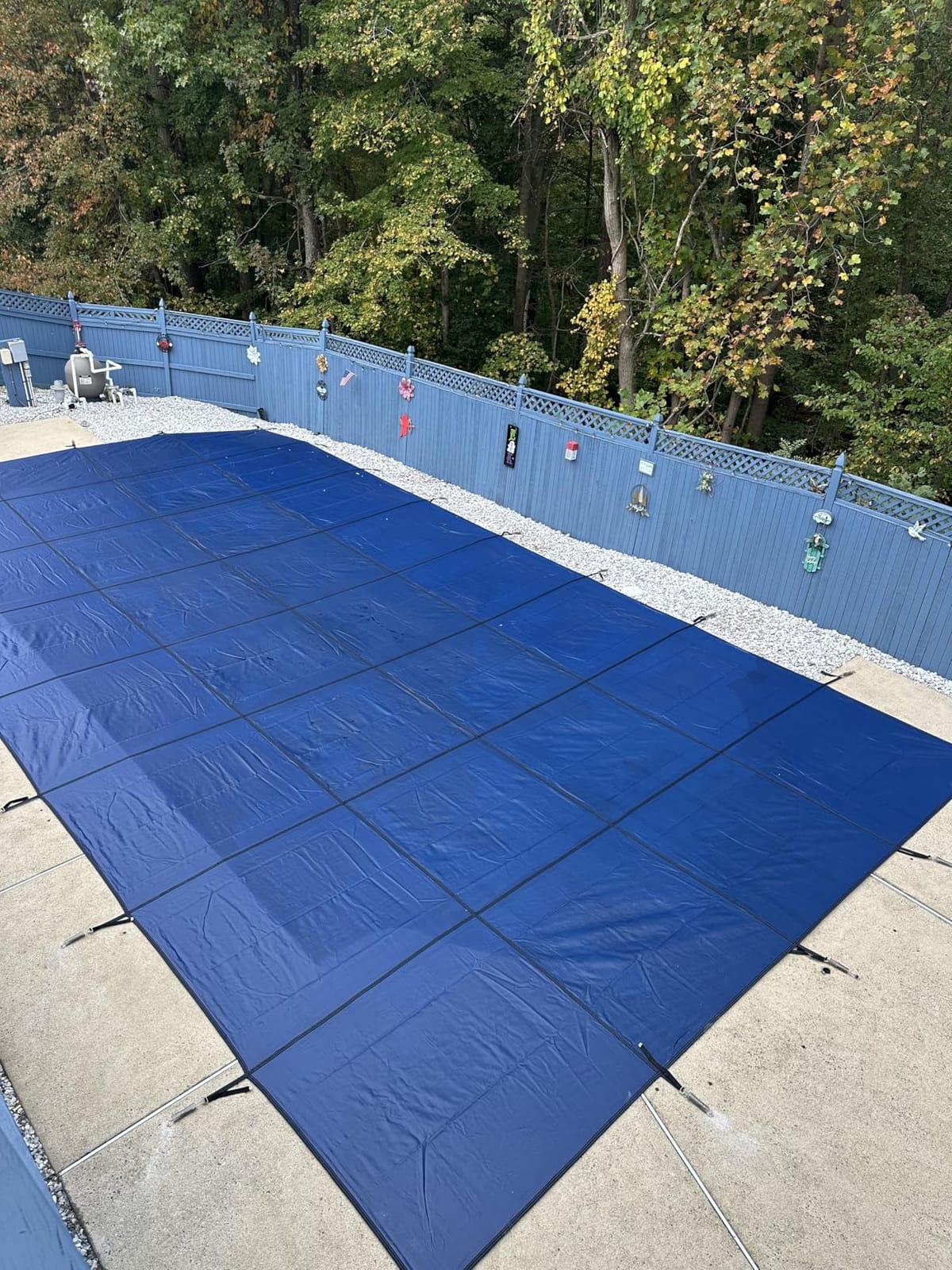 Pool Safety Cover for Inground Pools, Heavy-Duty Winter Pool Cover, Rectangle Mesh/Solid Swimming Pool Covers, Triple Stitched for High Strength & UV Protection，Blue customer photo 2