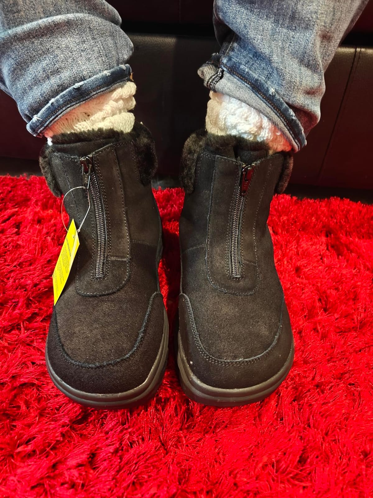 Women's Orthopedic Diabetic Wide Winter Ankle Boots: Comfortable Arch Support Plantar Fasciitis Warm Mid Snow Boots, Orthotic Casual Leather Dress Oxfords Walking Shoes customer photo 2