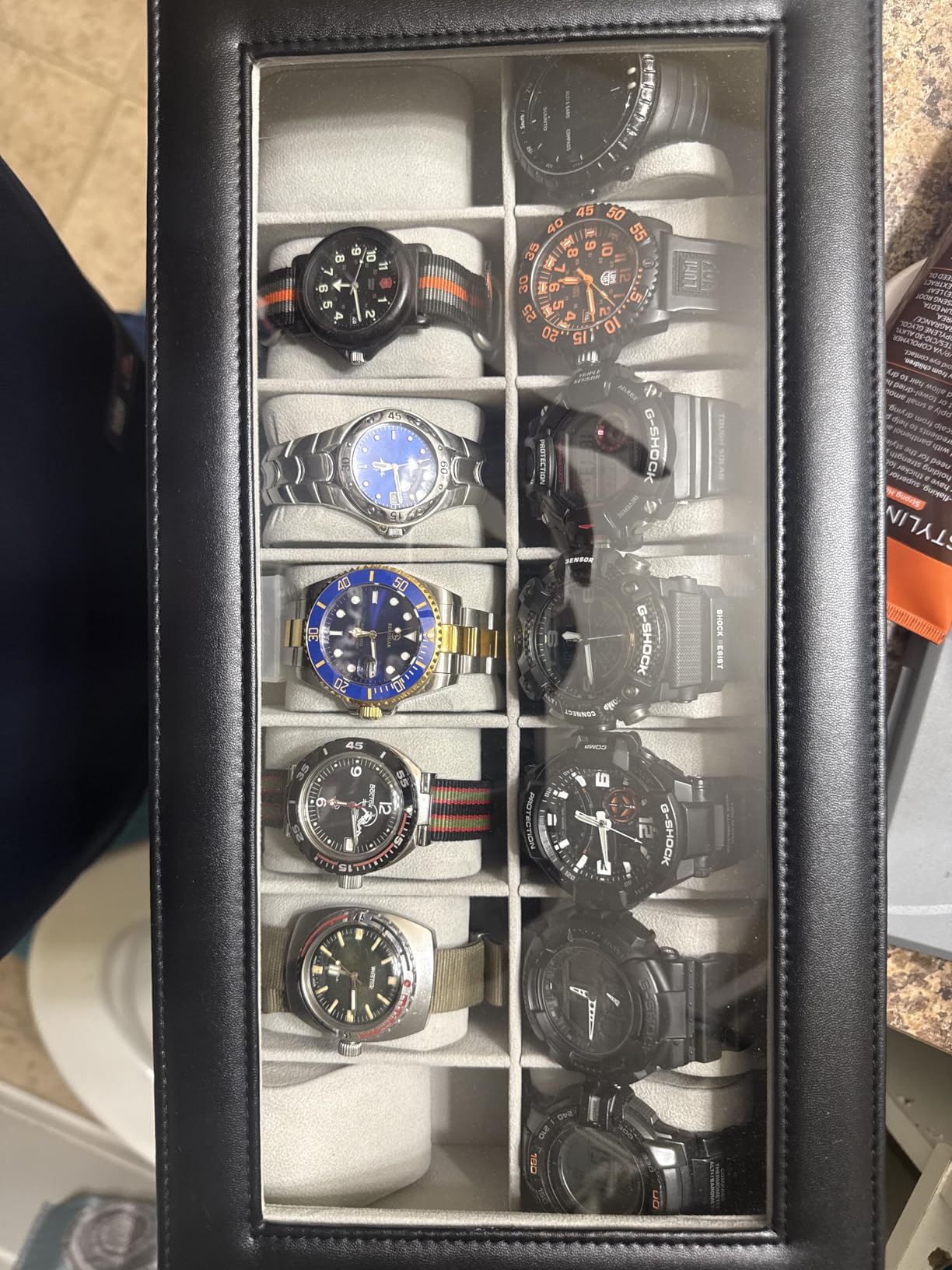 ProCase Watch Case for Men, 14 Slot Mens Watch Box Holder Organizer with Glass Lid, Watch Display Case, Fathers Day Gift for Dad Husband, Birthday Valentine Gifts for Men Women -14 Slot, Black customer photo 2