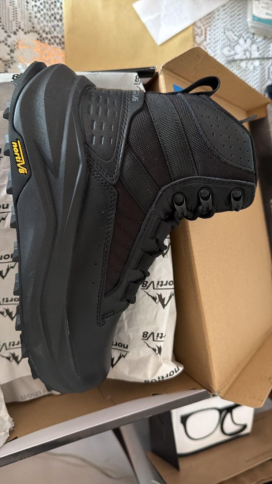 NORTIV 8 Men's Wide Toe Box Work Tactical Boots | Barefoot low drop leather military boots with side zipper for hiking, motorcycle riding and combat Pikes customer photo 1