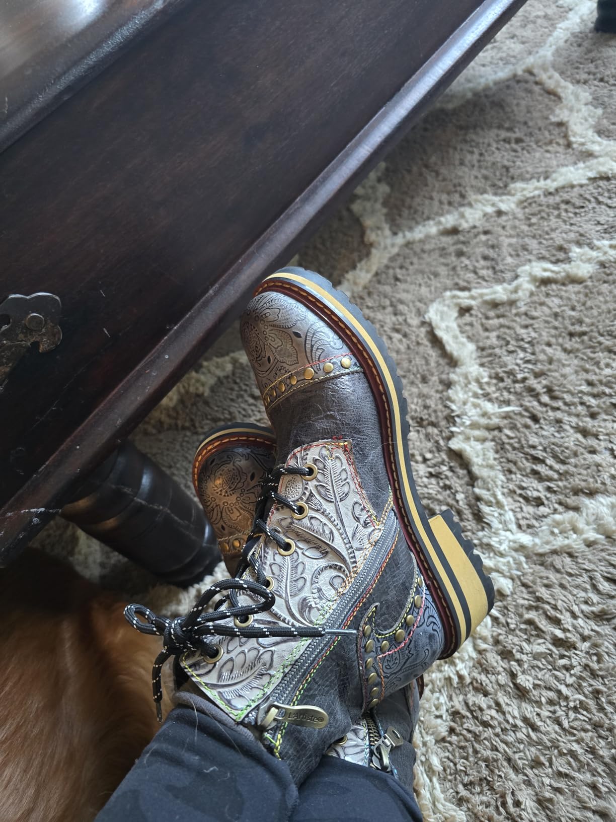 L'Artiste Rugup Leather Combination Booties for Women customer photo 2