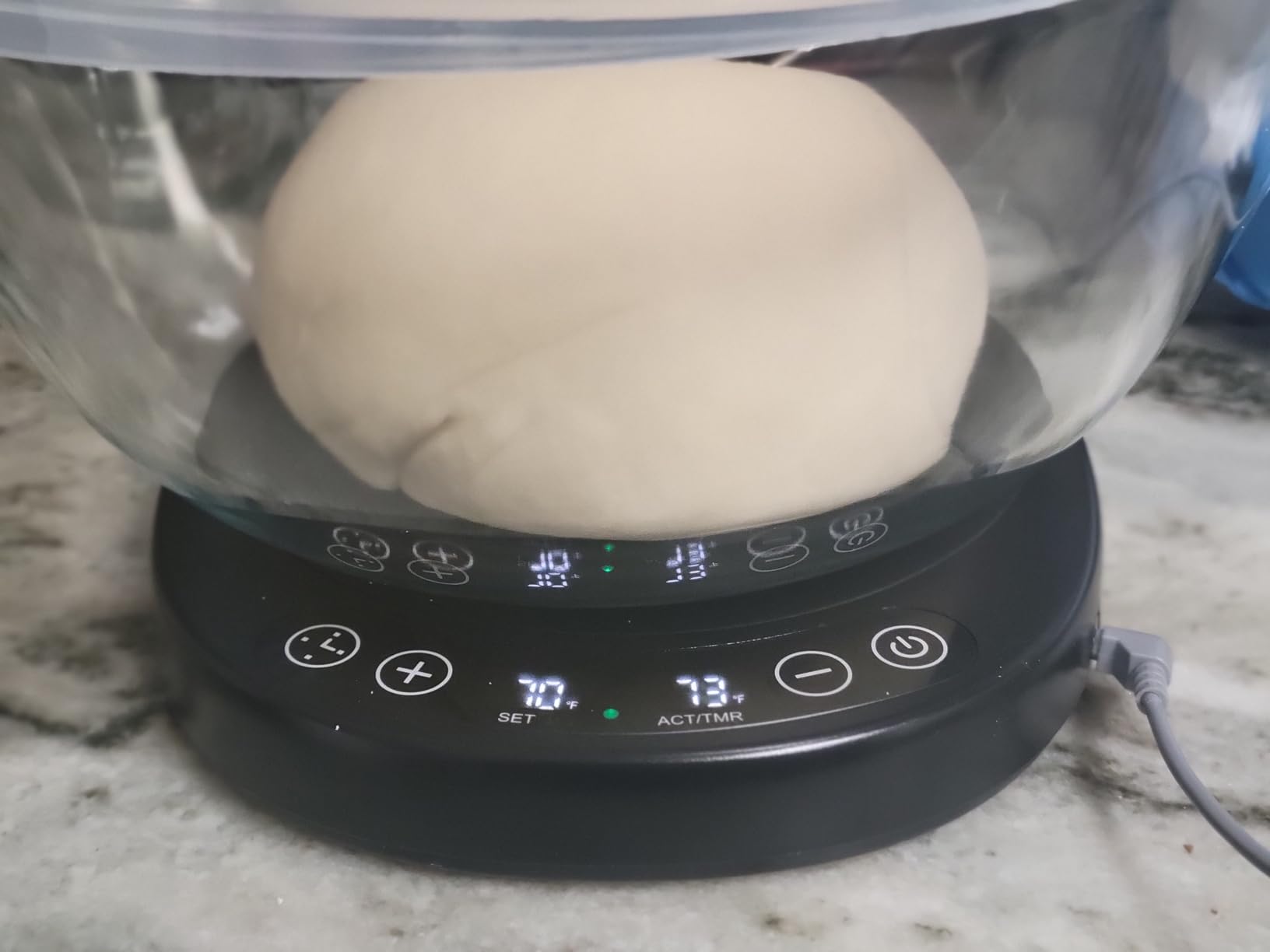 SourKeeper, Larger 2-in-1 Sourdough Starter Warmer Pro - 2026 Upgrade Larger Heating Plate, Dough Temp Probe, 1°F Control (70–110°F), 24H Timer, Real-Time Monitoring Walnut,6.5inch customer photo 2