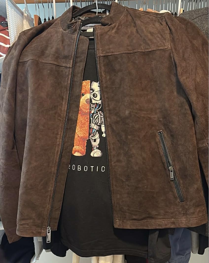 KARL LAGERFELD Men's Outerwear Suede Stand Collar Jacket customer photo 1