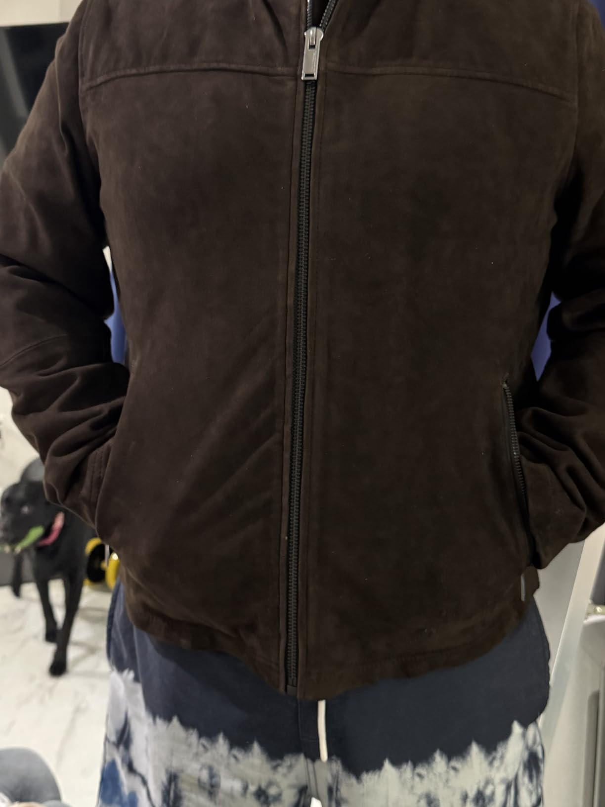KARL LAGERFELD Men's Outerwear Suede Stand Collar Jacket customer photo 2