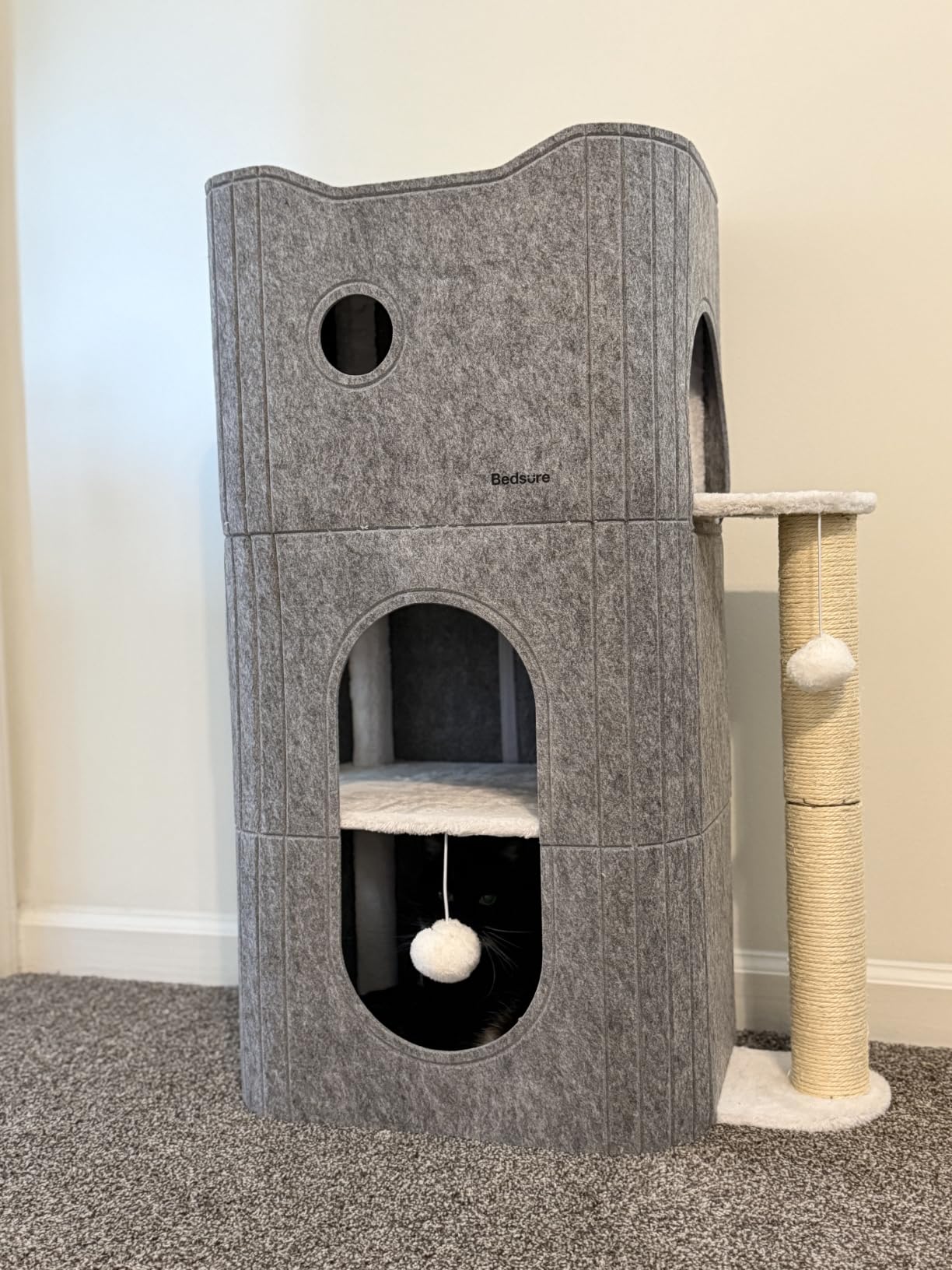 Bedsure 3-Level Cat Tree for Indoor Cats with Scratching Post,Grey customer photo 2