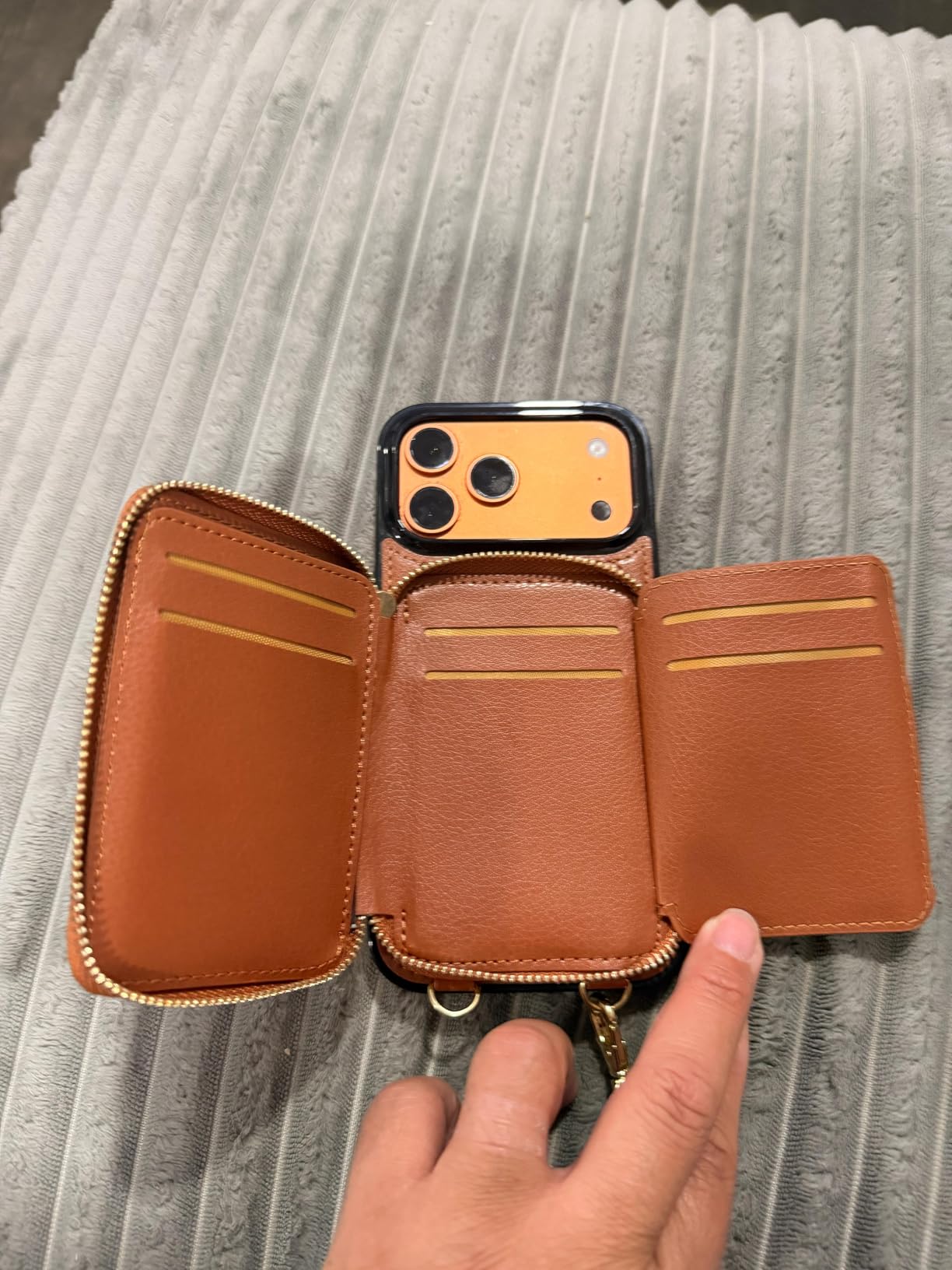 Bocasal Crossbody Wallet Case Card Holder for iPhone 17 Pro Max Black | RFID Blocking PU Leather Zipper Handbag Purse, Kickstand Flip Folio Case with Card Slots Holder Wrist Strap Lanyard 6.9 Inch customer photo 1