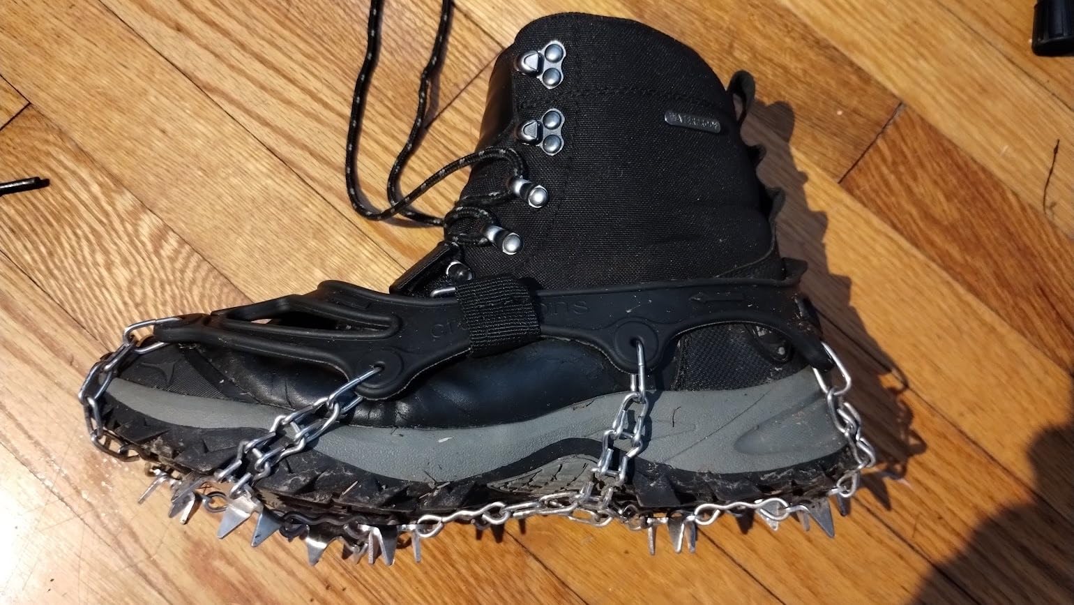 Crampons: Ice Cleats for Shoes and Boots with 28 Spikes - Traction Slip-on Stretch Footwear for Walking and Shoveling on Ice and Snow customer photo 1