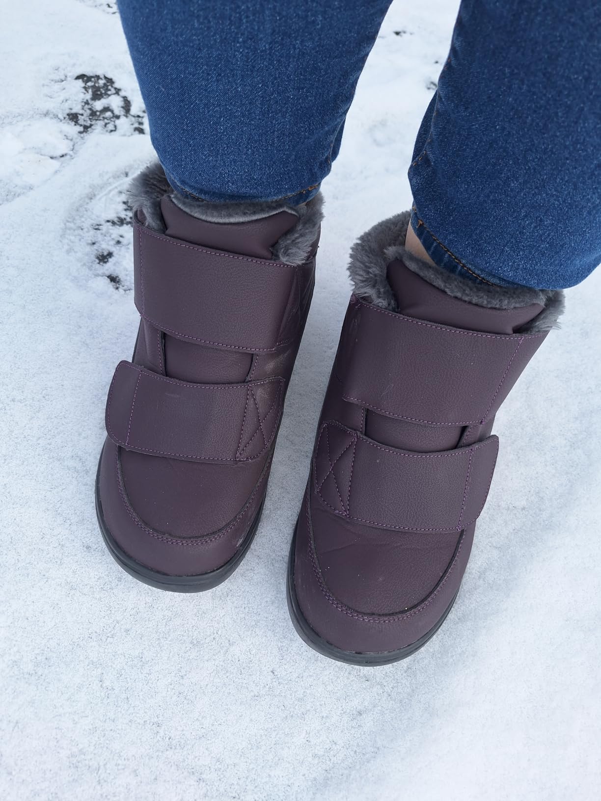 Hsyooes Diabetic Boots for Women Wide Width Snow Boots | Adjustable Straps,Warm Fur Lining,Water Resistant,Anti-slip,Shoes for Swollen Feet customer photo 2