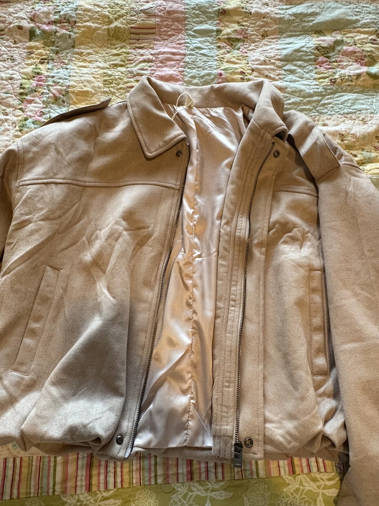 EVALESS Faux Suede Jackets for Women Fall outfits Cute Cropped Bomber Coat customer photo 2