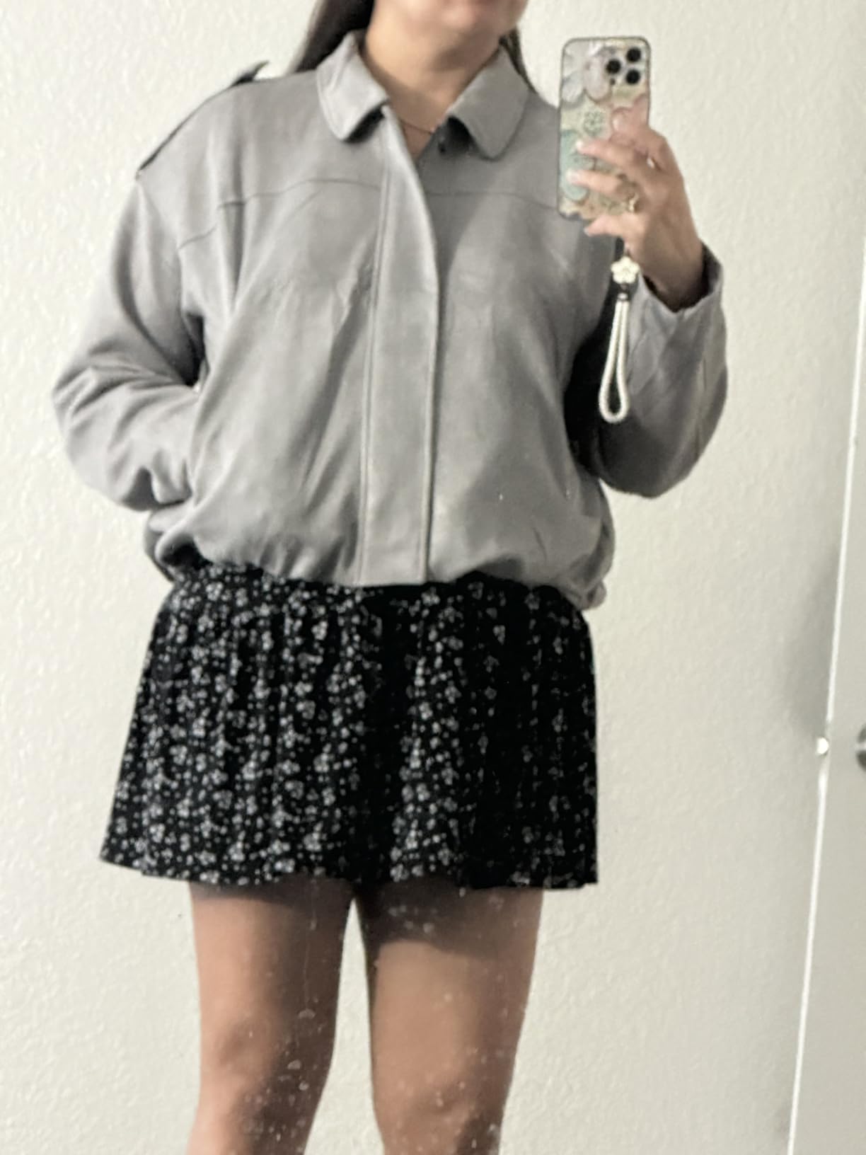 Faux Suede Jackets for Women Fall outfits Cute Cropped Bomber Coat customer photo 2
