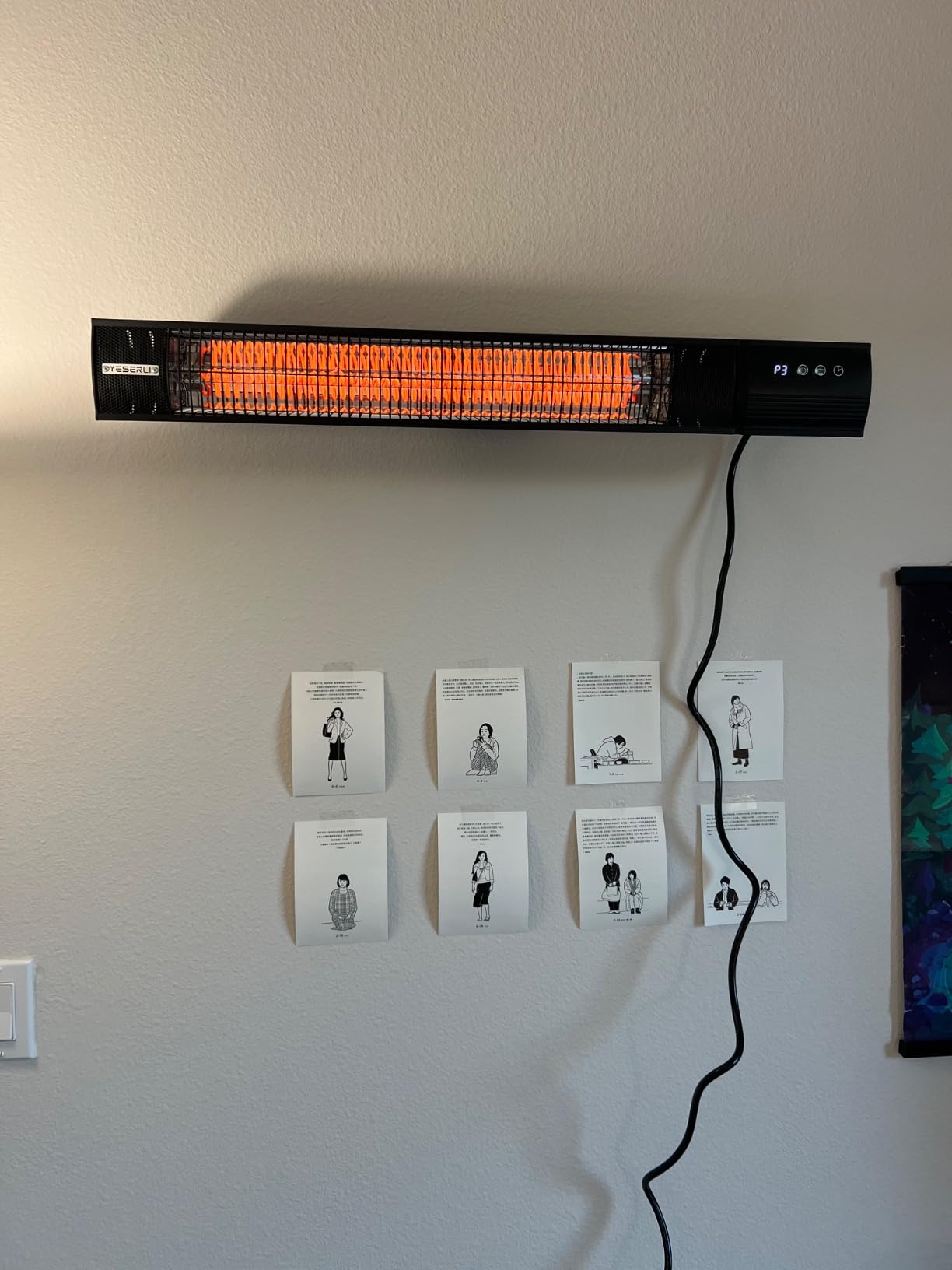Electric Patio Heater, 1500W Outdoor Infrared Heater with Remote Control, 3 Heat Settings, IP65 Waterproof, 24H Timer, 2-Second Fast Heating for Patio, Garage, Restaurant & Indoor Use customer photo 2