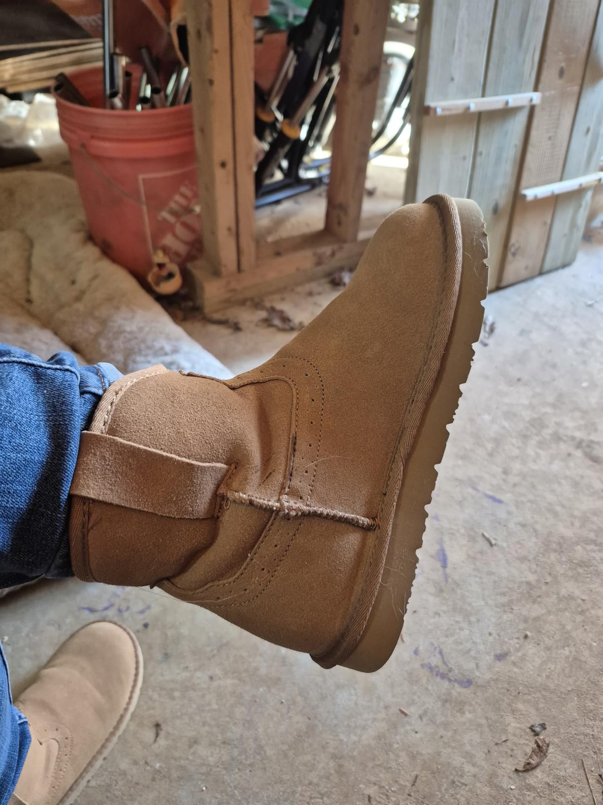 OOW 100% Genuine Leather Ankle Boots for Women, Warm Slip on Winter Boots Snow Booties customer photo 1