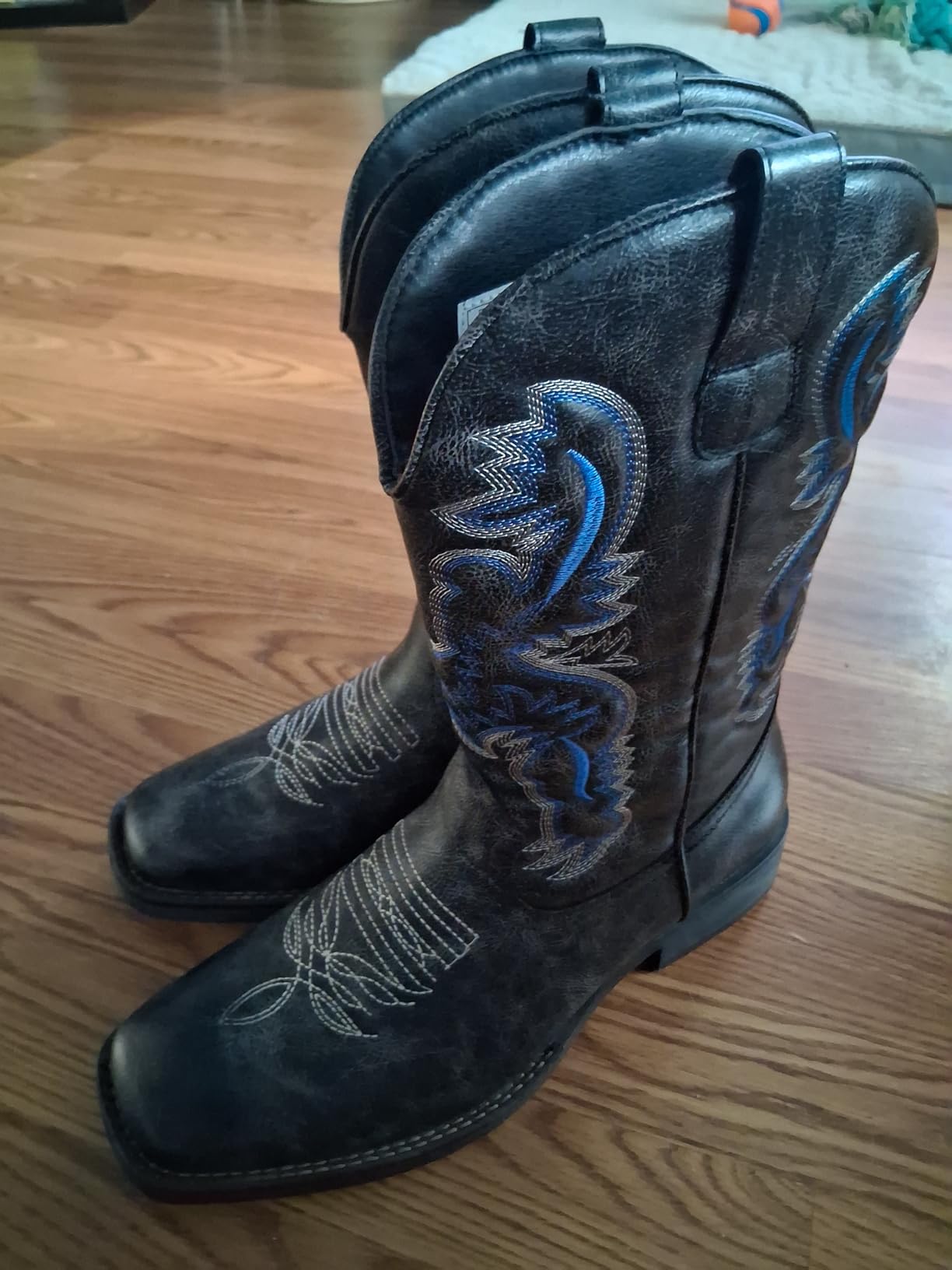 Men's Western Cowboy Boots,Wide Square Toe Side Zipper customer photo 2