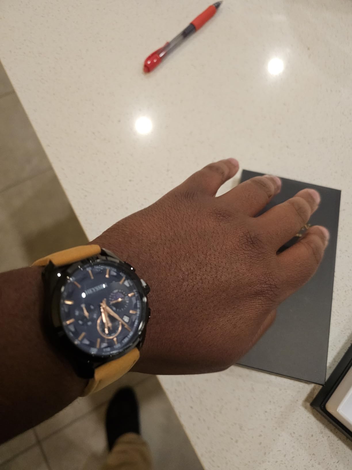 Watches for Men Chronograph Analog Luminous Quartz Watch Blue Black Luxury Genuine Leather Mens Watches Business Sports Waterproof Wristwatch Elegant Gift for Him customer photo 1