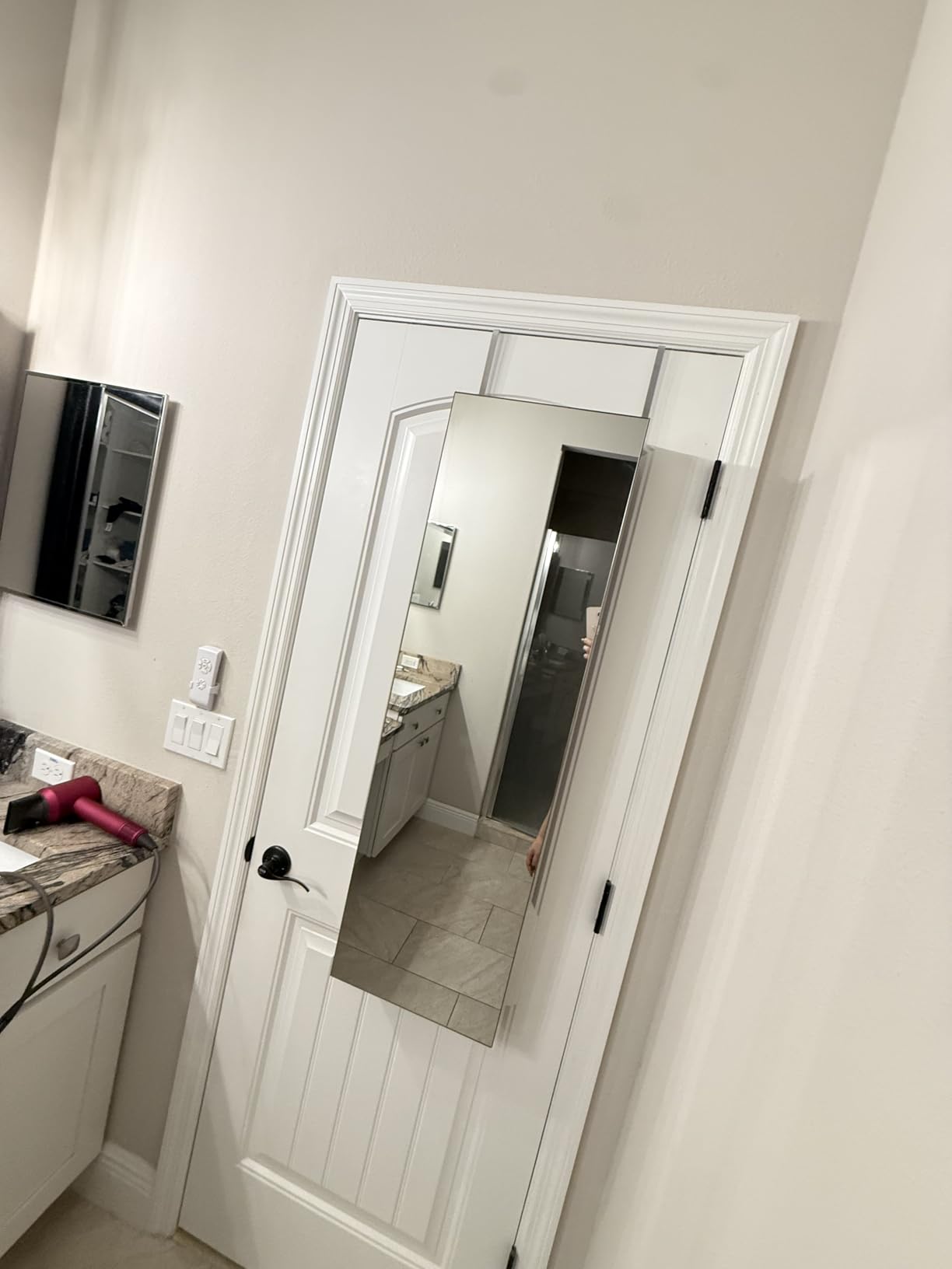 Nicetree Mirror Jewelry Cabinet, Full Length Mirror, Wall Mounted, Oak customer photo 2