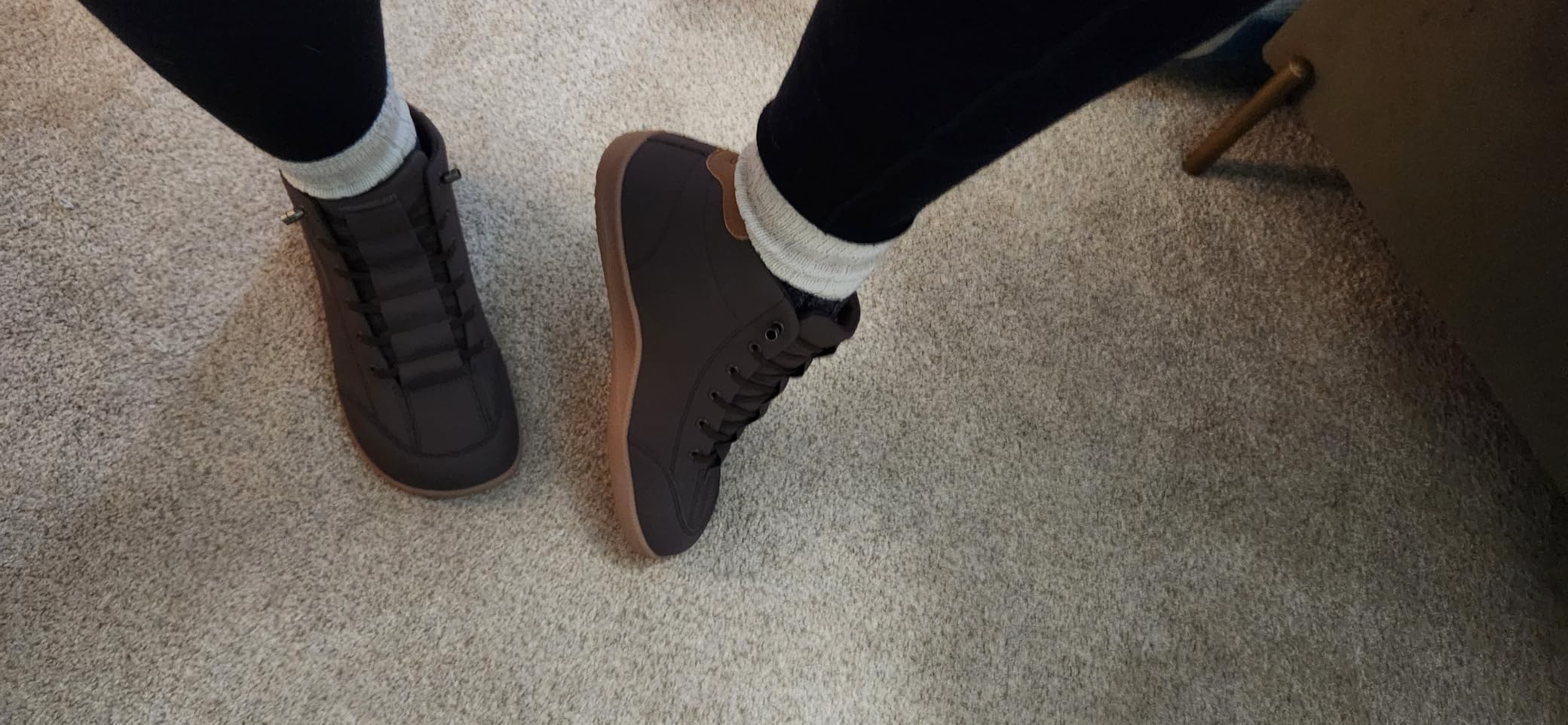 HOBIBEAR Leather Barefoot Boots Zero-Drop Wide Width Minimalist Shoes Unisex Mid Top Walking Boots customer photo 2