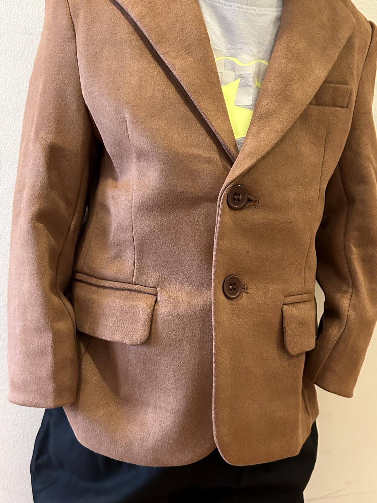 Boys Formal Suits 2 Pieces,Suede Blazer with a Black Dress Pants,Size 4-16 customer photo 1
