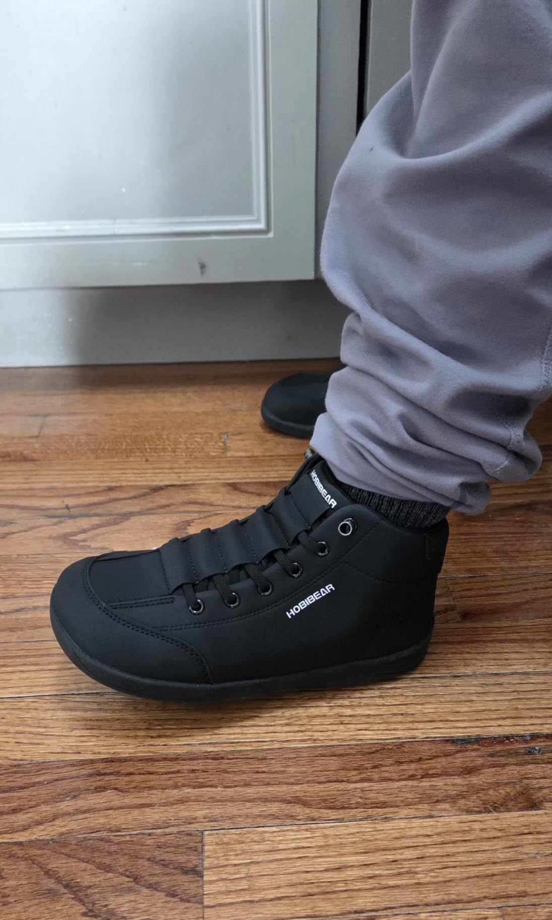 HOBIBEAR Leather Barefoot Boots Zero-Drop Wide Width Minimalist Shoes Unisex Mid Top Walking Boots customer photo 1