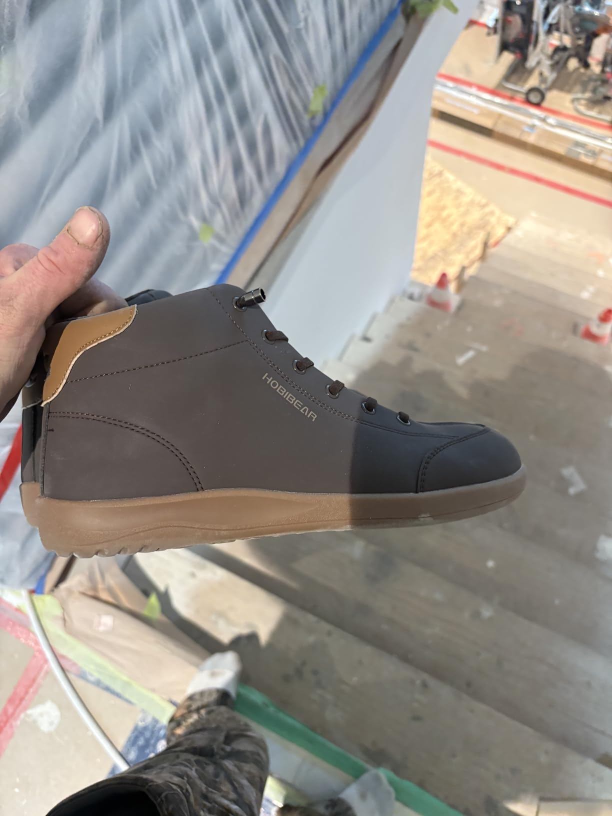 HOBIBEAR Leather Barefoot Boots Zero-Drop Wide Width Minimalist Shoes Unisex Mid Top Walking Boots customer photo 1