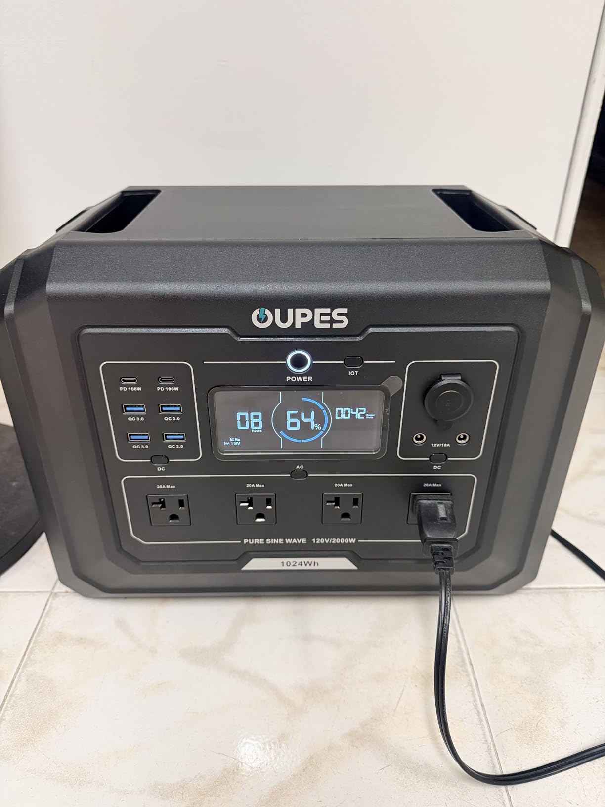 OUPES Mega 1 Solar Generator with 100W Panel Included, 2000W 1024Wh LiFePO4 customer photo 2