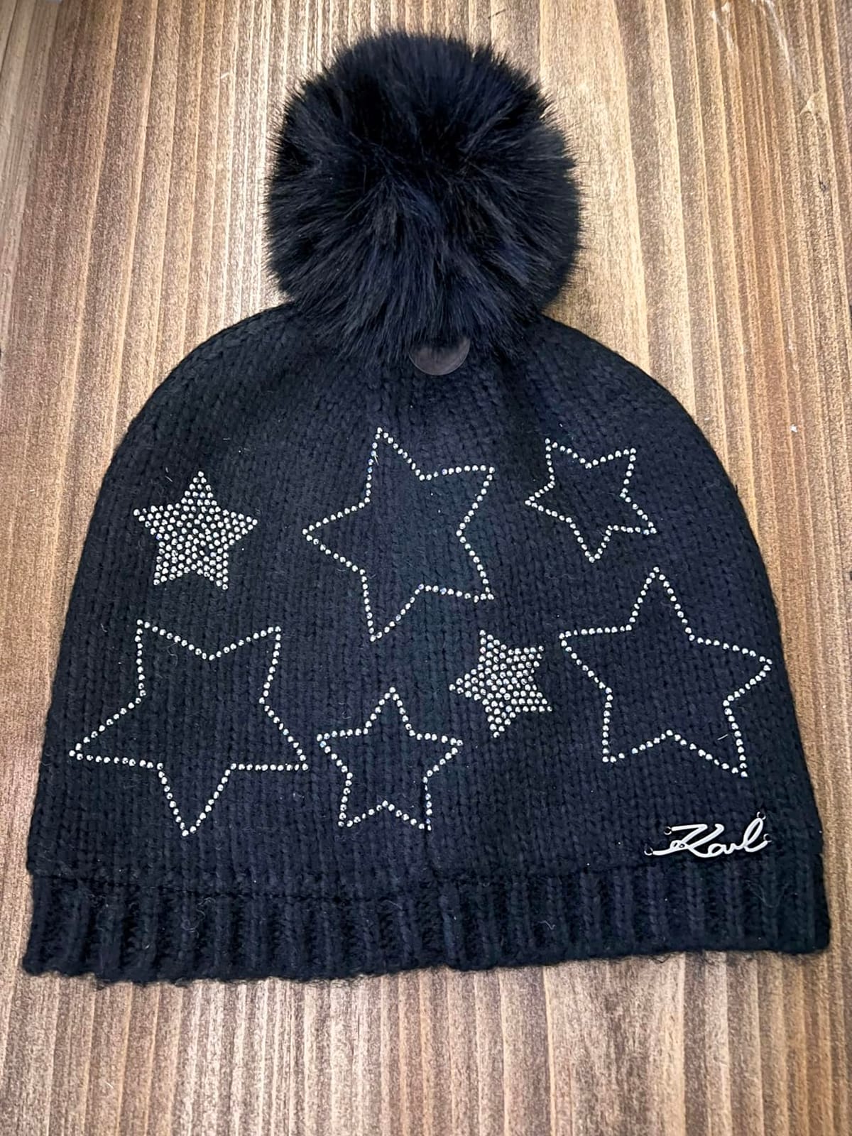 Karl Lagerfeld Women's Star Power Faux Fur Beanie customer photo 1