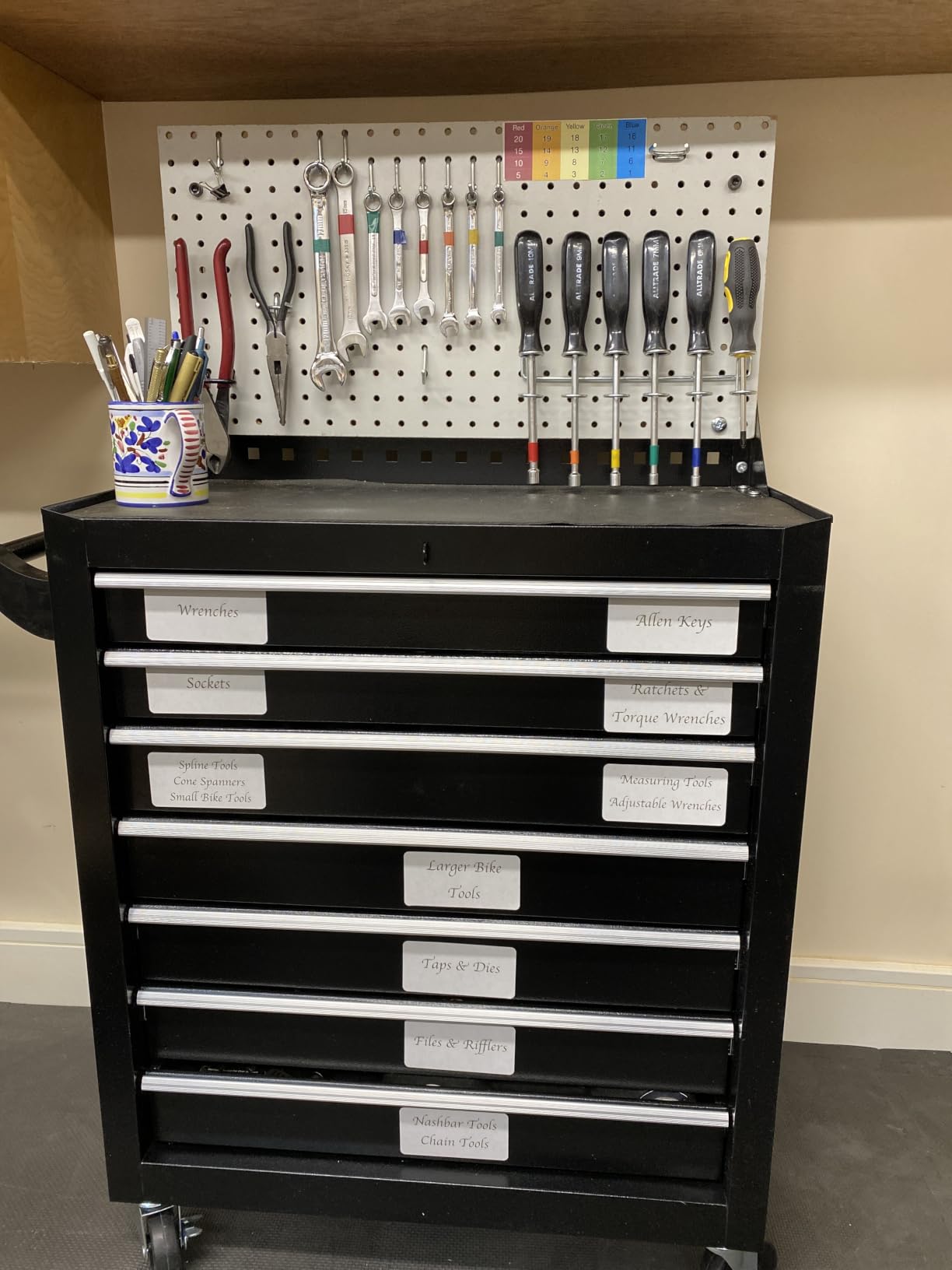 INTERGREAT 7 Drawers Rolling Tool Chest with Pegboard, Metal Tool Chest with Drawers, Tool Storage Cabinet with Wheels for Garage, Workshop, Repair Shop, Black customer photo 2