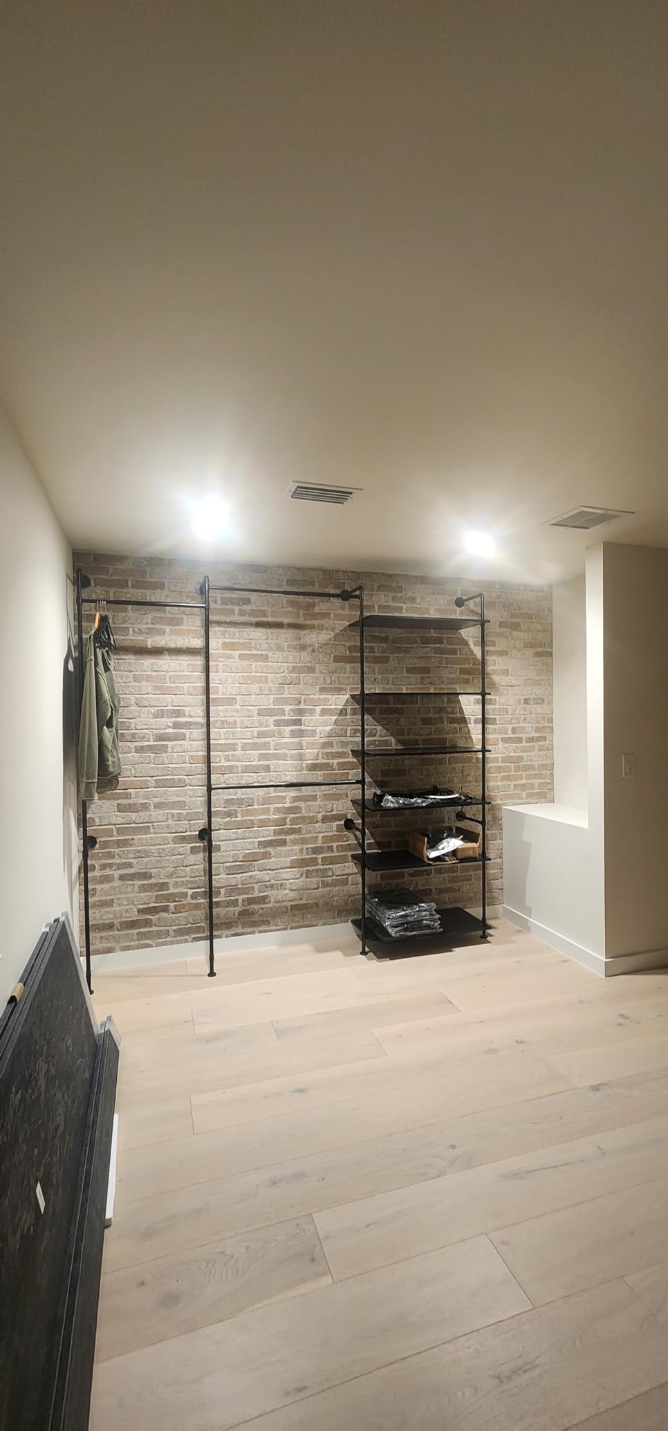 ONBRILL T3 Closet System with Stepless Dimmable LED Light & 4 Large Drawers | Adjustable from 6'6'' to 8'11'', Heavy Duty Industrial Pipe Clothing Rack with 6 Wooden Shelves & 4 Telescopic Rods, Black customer photo 2