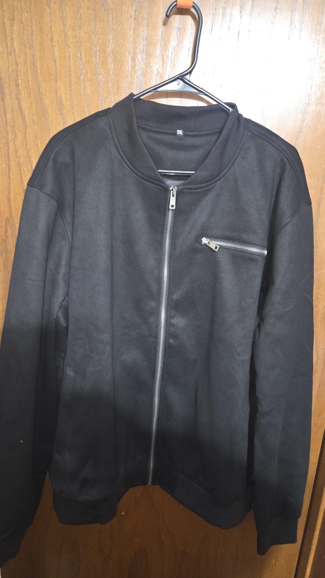Wizoat Men's Suede Bomber Jacket Casual Lightweight Vintage Jacket Varsity Coat customer photo 2